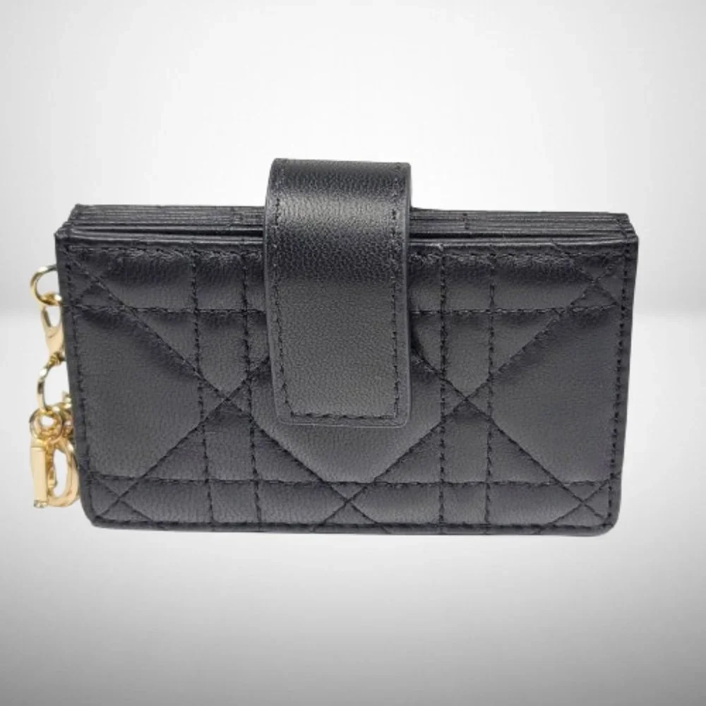 Christian Dior Lady Dior 5-Gusset Card Holder in Black Cannage Lambskin